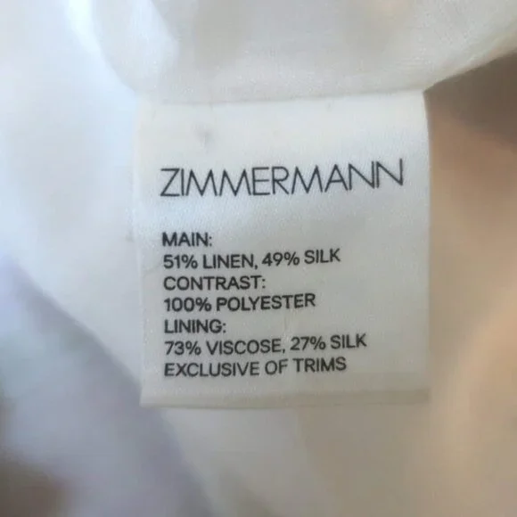 Zimmermann Billows Smocked Mini Dress White Floral Print Linen-Silk Size 1 - Picture 7 of 8